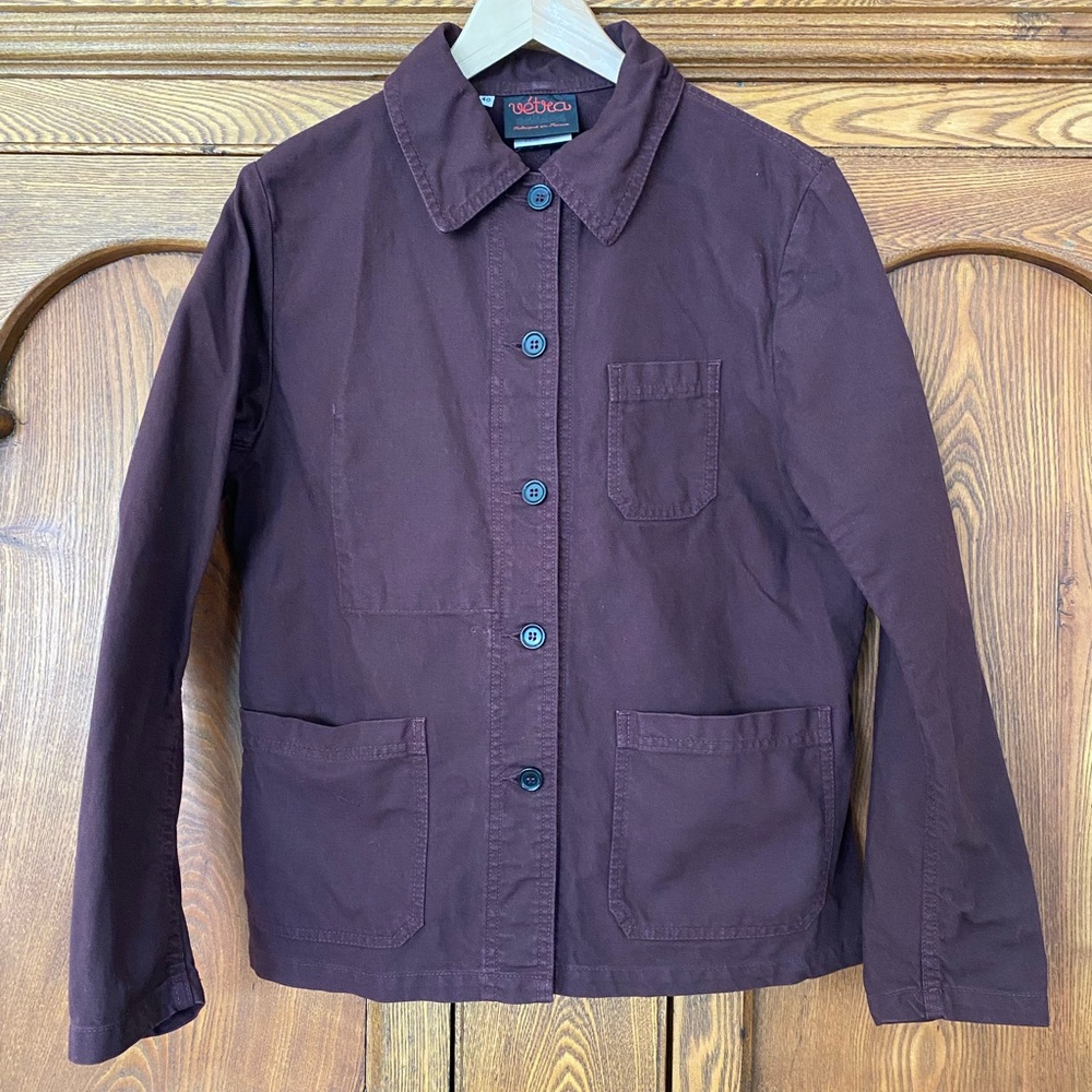 Vetra France workwear jacket 40 organic twill cotton plum raisin utility XS S